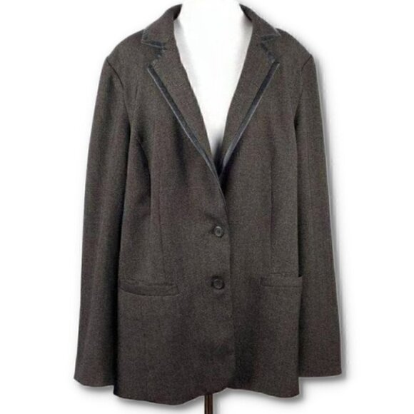 Lane Bryant blazer size 24 brown plaid two button with pockets jacket - Picture 1 of 10